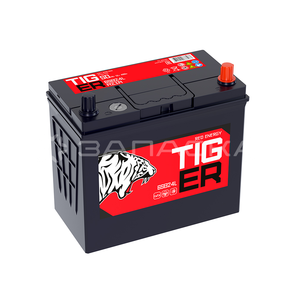 Аккумулятор автомобильный TIGER Red Energy 50Ah 65B24L обратная полярность (PS)