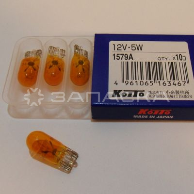 Автолампа  T10-12v  (W2.1*9.5d)  оранжевая 1579А  KOITO