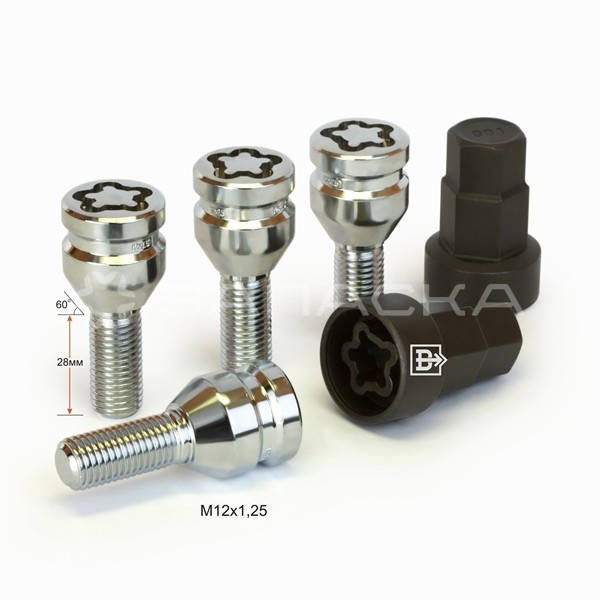 Секретный болт 672110F2 М12*1,25*28мм, к-кт 