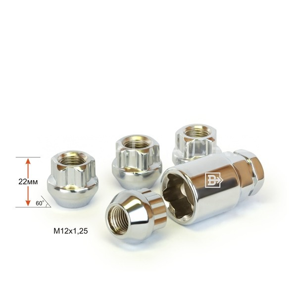 Секретная гайка 406144Н1 М12*1,25*21мм (Вектор), к-кт