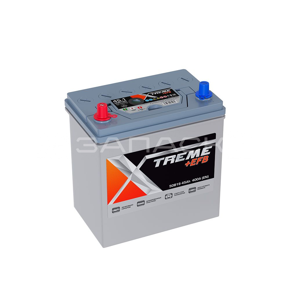 Аккумулятор автомобильный XTREME+EFB 45Ah 50B19R прямая полярность