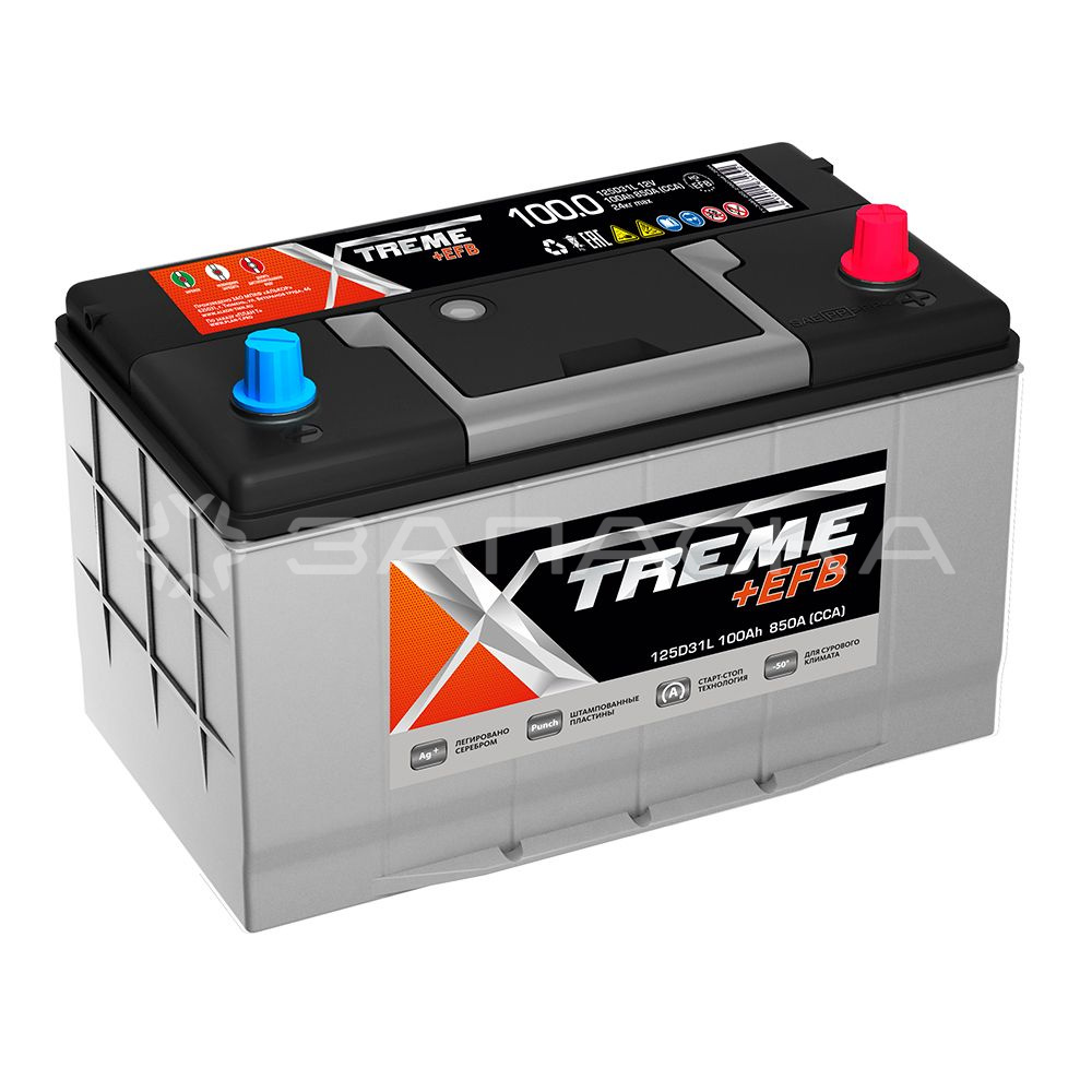 Аккумулятор автомобильный XTREME+EFB 100Ah 125D31L обратная полярность