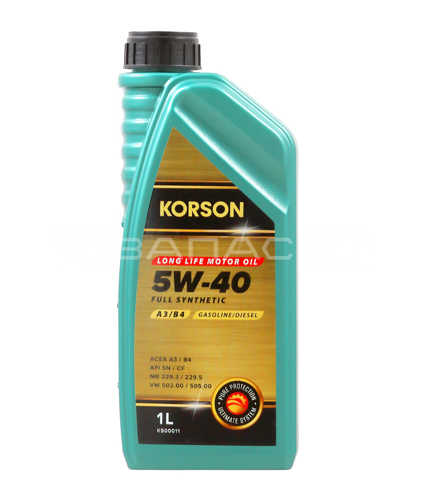 Масло моторное синтетическое KORSON FULL SYNTHETIC A3/B4 5W40 (1л)