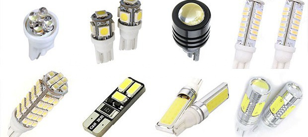 Автолампа светодиодная Т10 (W2.1-9.5d)  белая  6 SMD диодов 1210 , (б/цокольная)  12v Луч