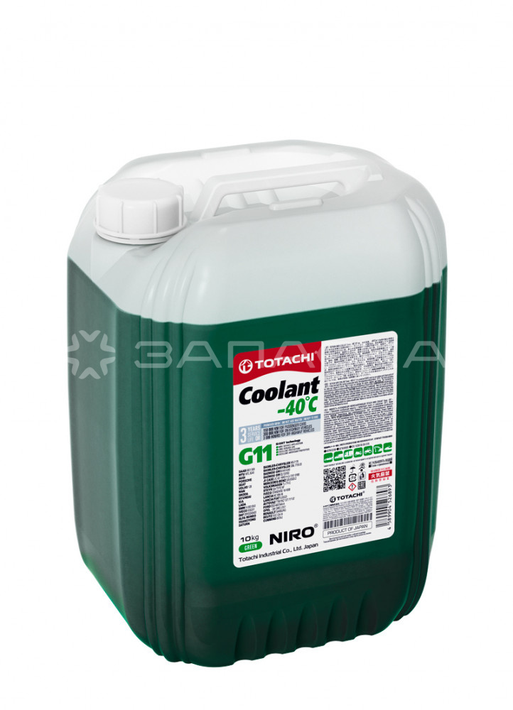 Антифриз TOTACHI NIRO Coolant Green -40C G11 10кг (зеленый) [М]