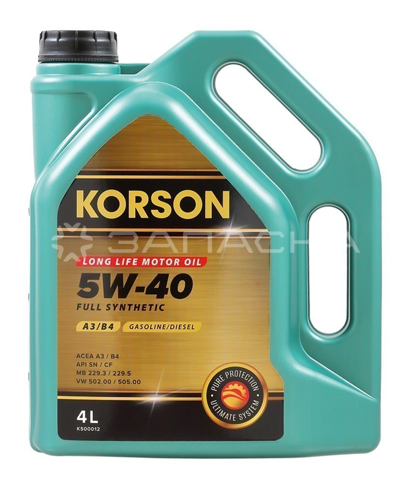 Масло моторное синтетическое KORSON FULL SYNTHETIC A3/B4 5W40 (4л)