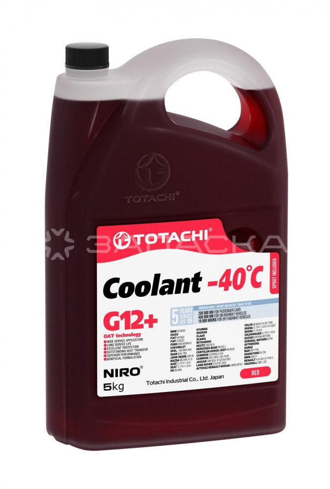 Антифриз TOTACHI NIRO COOLANT   Red   -40C   G12+      5кг(красный) [М]