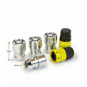 Секретная гайка 726444X2 М12Х1,25 Высота 36мм.Тройной ник./хр.Конус.закр.,вр.кольцо .кл.19-21мм, к-к