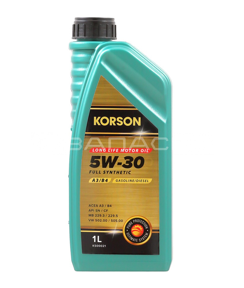 Масло моторное синтетическое KORSON FULL SYNTHETIC A3/B4 5W30 (1л) [М]