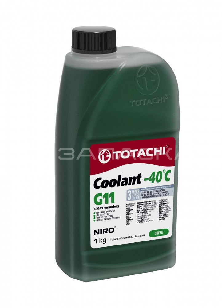 Антифриз TOTACHI NIRO Coolant Green -40C G11 1кг (зеленый)