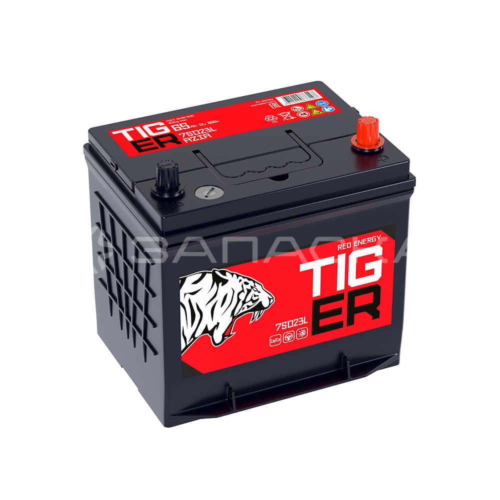 Аккумулятор автомобильный TIGER Red Energy 65Ah 75D23L обратная полярность (PS)