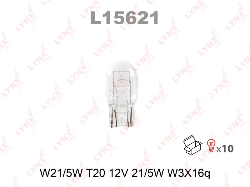 Автолампа w21/5w 12v (W3X16Q) L15621 б/цок., 2 конт. LYNXauto